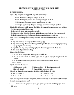 Đề cương ôn tập giữa học kì 1 môn Vật lí 10 sách Kết nối tri thức với cuộc sống