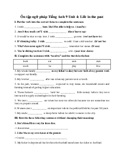 Ôn tập ngữ pháp Tiếng Anh 9 Unit 4: Life in the past