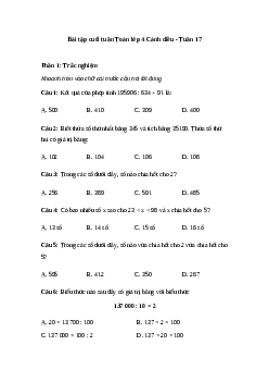 Bài tập cuối tuần Toán lớp 4 Cánh diều - Tuần 17