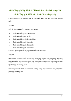 Giải Công nghệ lớp 4 Bài 6: Chăm sóc hoa, cây cảnh trong chậu | Kết nối tri thức