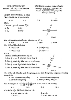 Đề cuối kì 1 Toán 7 năm 2023 – 2024 phòng GD&ĐT Sóc Sơn – Hà Nội