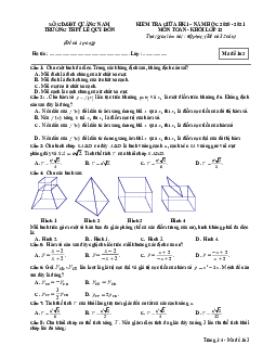 Đề thi giữa HK1 Toán 12 năm 2020 – 2021 trường THPT Lê Quý Đôn – Quảng Nam