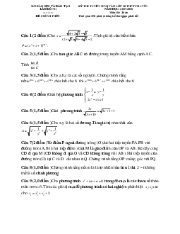 Đề thi tuyển sinh lớp 10 THPT chuyên năm học 2017 – 2018 môn Toán sở GD và ĐT Lâm Đồng
