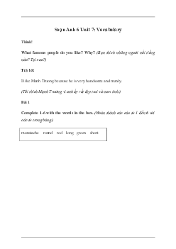 Giải Tiếng Anh 6 Unit 7: Vocabulary - Friends Plus