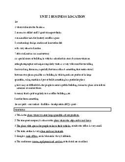 Bài tập Unit 2 : Business location học phần Tiếng anh cơ bản
