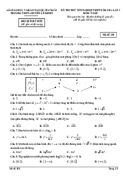 Đề thi thử TN THPT 2024 lần 2 môn Toán trường chuyên Lê Khiết – Quảng Ngãi