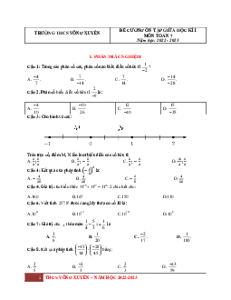 Đề cương giữa học kì 1 Toán 7 năm 2022 – 2023 trường THCS Võng Xuyên – Hà Nội