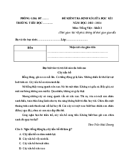 Đề thi giữa học kì 1 môn Tiếng Việt 2 năm 2023 - 2024 sách Kết nối tri thức với cuộc sống | đề 2