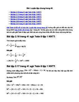 Toán 8 Kết nối tri thức bài: Luyện tập chung trang 40