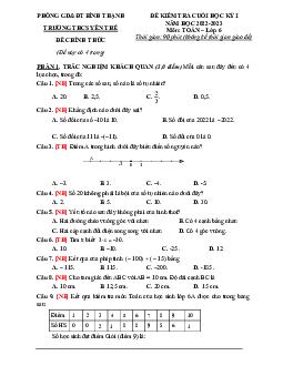 Đề tham khảo cuối kỳ 1 Toán 6 năm 2022 – 2023 trường THCS Yên Thế – TP HCM