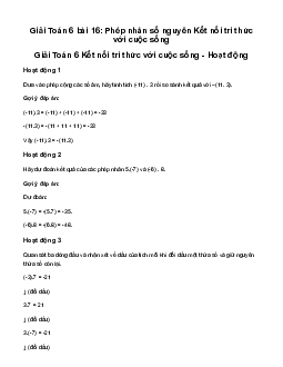 Giải Toán 6 Bài 16: Phép nhân số nguyên | Kết nối tri thức