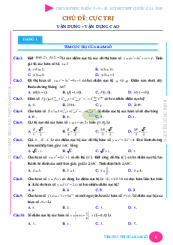 Bài toán VD – VDC cực trị của hàm số – Nguyễn Công Định Toán 12