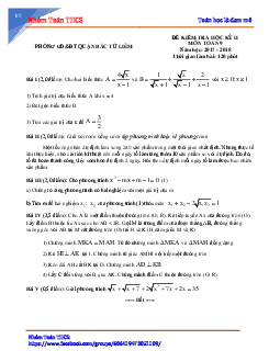 Đề kiểm tra HK2 Toán 9 năm 2017 – 2018 phòng GD và ĐT Bắc Từ Liêm – Hà Nội