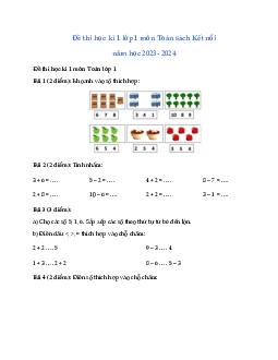 ĐỀ KIỂM TRA CUỐI HỌC KÌ 1 lớp 1 môn Toán - NĂM HỌC 2023-2024 | Đề 7 | Kết nối tri thức