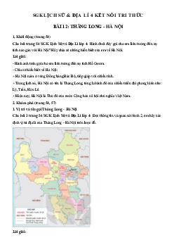 Lịch Sử và Địa Lí lớp 4 Bài 12: Thăng Long – Hà Nội | Kết nối tri thức