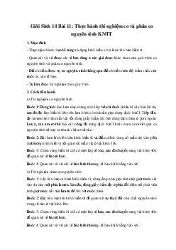 Giải Sinh 10 Bài 11: Thực hành thí nghiệm co và phản co nguyên sinh | Kết nối tri thức