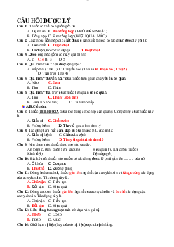 Câu hỏi trắc nghiệm ôn tập môn Dược lý