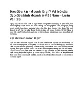 Luận văn : Thực trạng & giải pháp nâng cao đạo đức kinh doanh tại Việt Nam | Trường Đại học Văn Hóa Hà Nội