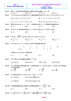 Đề ôn tập tốt nghiệp THPT 2022 môn Toán bám sát đề minh họa -Đề 7 (có lời giải chi tiết)