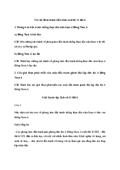 Giải Lịch sử 11 Bài 6: Hành trình đi đến độc lập dân tộc ở Đông Nam Á | Kết nối tri thức