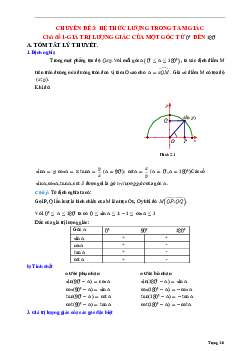 Phân dạng và bài tập hệ thức lượng trong tam giác