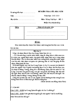 Đề thi giữa học kì 2 môn Tiếng Việt 4 năm 2023 - 2024 sách Kết nối tri thức với cuộc sống | đề 5
