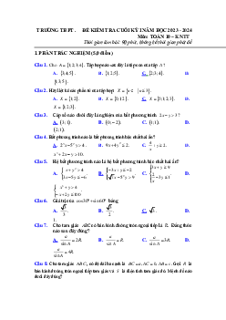 Giải Đề thi học kì 1 môn Toán 10 năm 2023 - 2024 sách Kết nối tri thức với cuộc sống đề 6