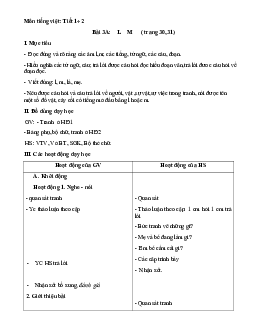 Giáo án môn Tiếng Việt 1 - Tuần 3 | sách Cùng học để phát triển năng lực