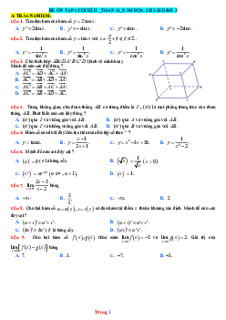 Đề ôn thi học kỳ 2 Toán 11 năm học 2022-2023-Đề 3
