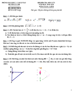 Đề thi học kỳ 1 Toán 9 năm 2019 – 2020 phòng GD&ĐT Củ Chi – TP HCM