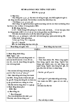 Giáo án môn Tiếng Việt 1 - Tuần 4 | sách Cùng học để phát triển năng lực