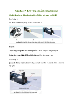 Giải Khoa học tự nhiên 7 Bài 15: Ánh sáng, tia sáng | Chân trời sáng tạo