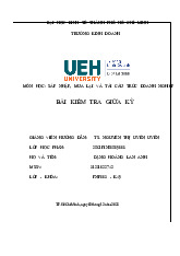 Bài kiểm tra giữa kỳ môn Sáp nhập, mua lại và tái cấu trúc doanh nghiệp  | Trường Đại học Kinh tế Thành phố Hồ Chí Minh