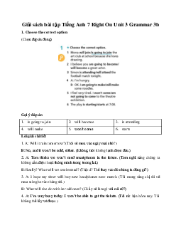Giải sách bài tập Tiếng Anh 7 Right On Unit 3 Grammar 3b