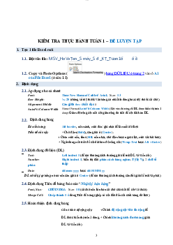 Đề luyện tập kiểm tra thực hành môn Tin học đại cương | Đại học Thăng Long