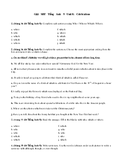 Giải sách bài tập tiếng Anh lớp 9 Unit 8: Celebrations