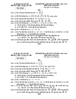 Đề kiểm tra giữa kỳ 1 Toán 10 NC năm 2020 – 2021 trường THPT TX Quảng Trị