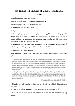 Giải Kinh tế và Pháp luật 10 Bài 4: Cơ chế thị trường CTST