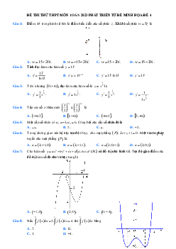 Đề thi thử THPT Quốc gia 2023 môn Toán bám sát đề minh họa - Đề 4 (có lời giải)