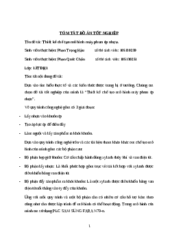 Thiết kế chế tạo mô hình máy phun ép nhựa | Đồ án tốt nghiệp khoa Điện | Đại học Bách khoa Đà Nẵng