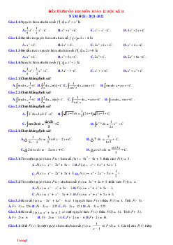 Bộ Câu Hỏi Trắc Nghiệm Ôn Tập Toán 12 HK2 Năm 2022