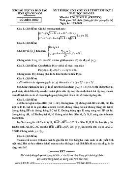 Đề học sinh giỏi tỉnh Toán 11 chuyên đợt 2 năm 2022 – 2023 sở GD&ĐT Quảng Nam