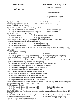 Đề thi giữa học kì 2 môn Hóa học lớp 10 năm 2023 - 2024 (Sách mới) | Chân Trời Sáng Tạo đề 2