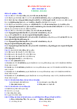 Đề cương ôn tập học kỳ II môn sinh 11 năm 2021-2022