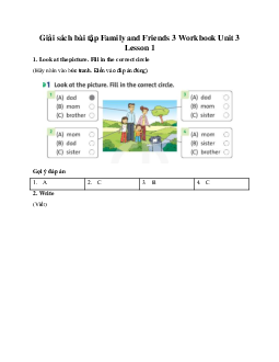 Giải sách bài tập Family and Friends 3 Workbook Unit 3 Lesson 1