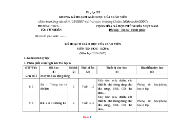 Kế hoạch giáo dục Tin Học 6 sách kết nối tri thức