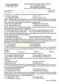 Đề thi thử THPT Quốc gia 2021 môn GDCD trường Đông Hà, Quảng Trị (có đáp án)
