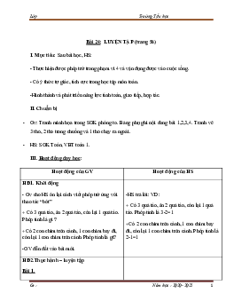 Giáo án Toán 1 - Tuần 9 | sách Vì sự bình đẳng và dân chủ trong giáo dục