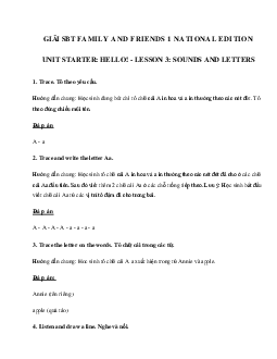 Giải SBT tiếng Anh lớp 1 Unit Starter Hello Lesson 3 Sounds and letters | Family & Friends