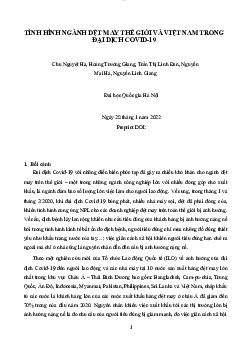 Tình hình ngành dệt may thế giới và Việt Nam trong đại dịch Covid 19 | Kinh tế vi mô | Trường đại học Thương mại